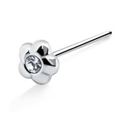 Stone Flower Shaped Silver Straight Nose Stud NSKA-21